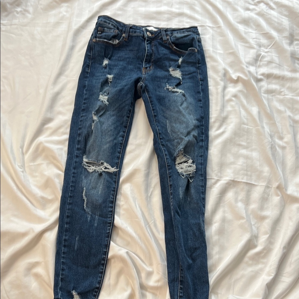KanCan Dark Blue Distressed Skinny Jeans